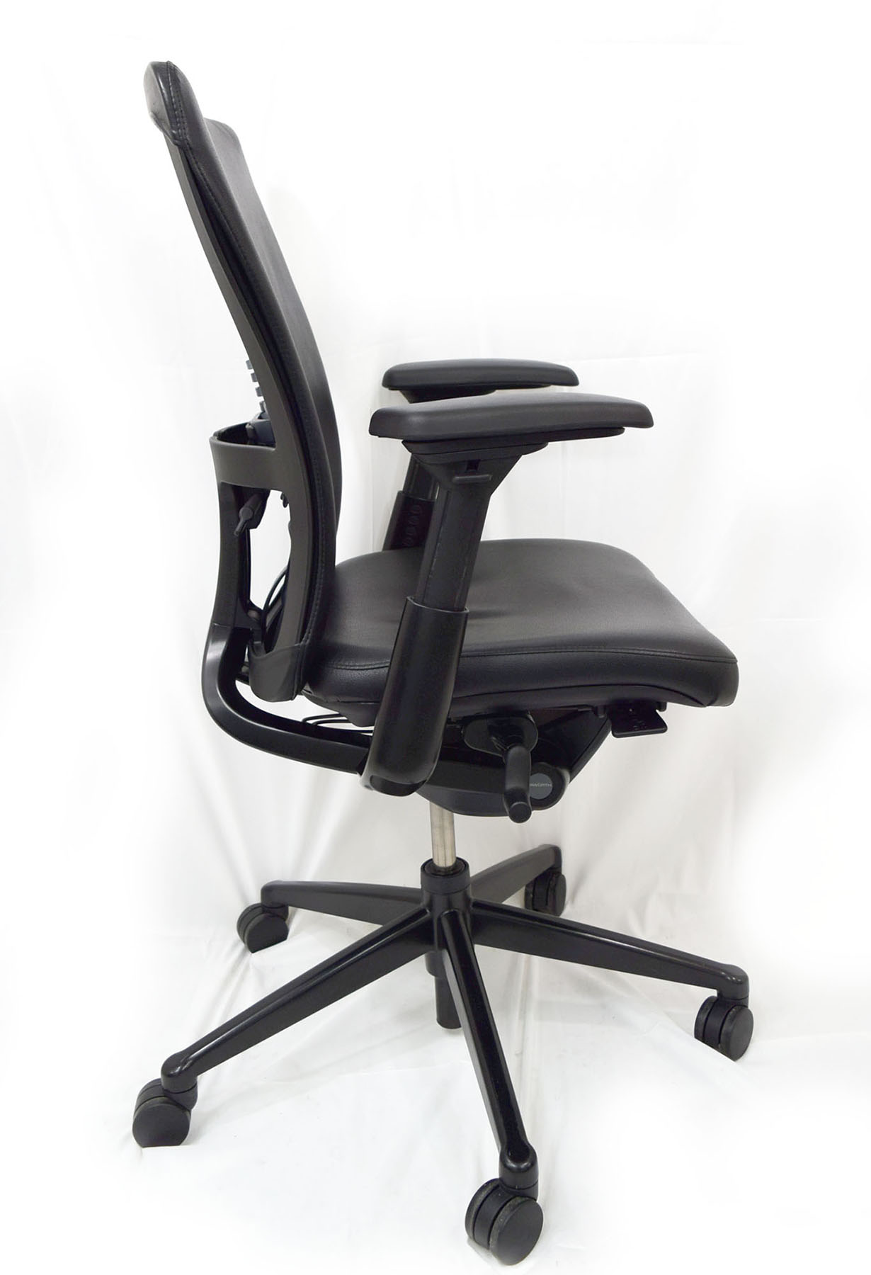 Haworth Zody Chair, Black, Brown Leather, Adjustable Arms, Adjustable  Lumbar Support